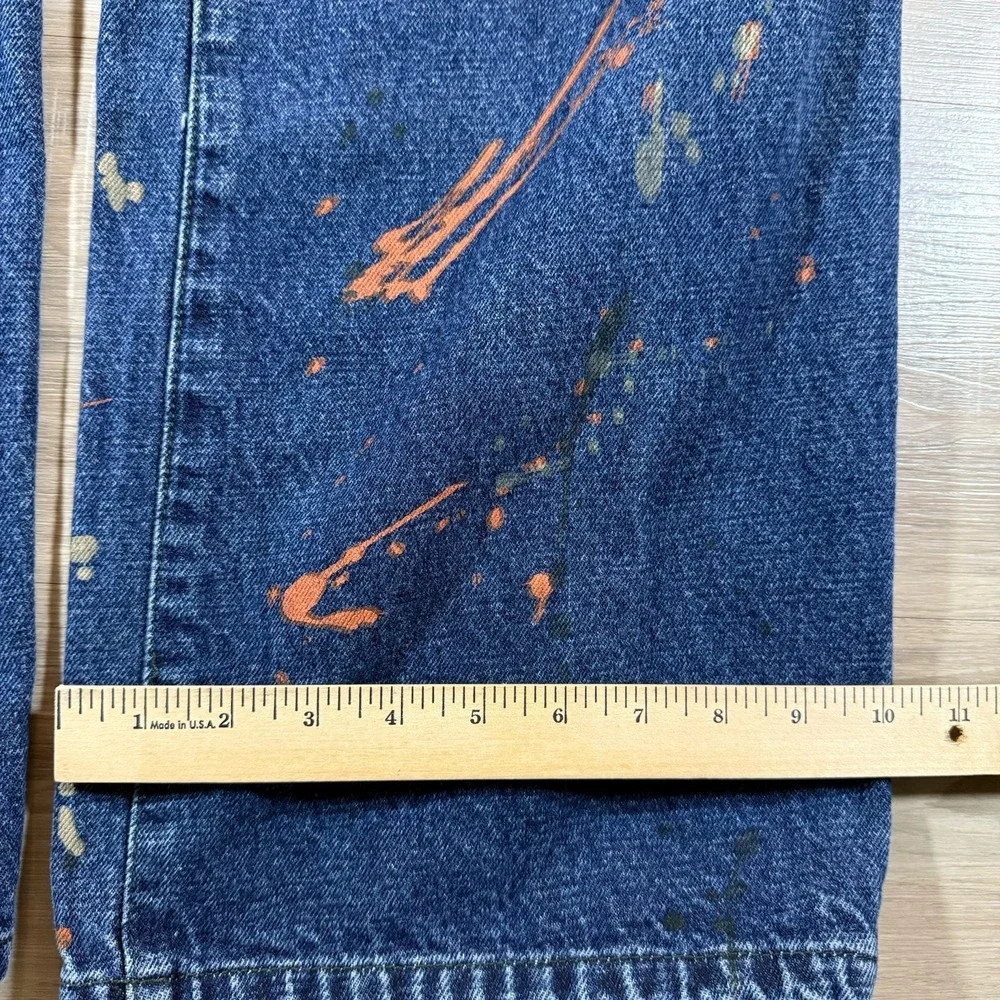 Akademiks Splatter Dark Jeans Distressed Sz 40X34 Baggy Denim Selected Materials - Picture 8 of 8